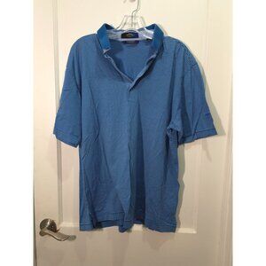 Callaway Collection Blue Striped Golf Polo Shirt Large Egyptian Cotton